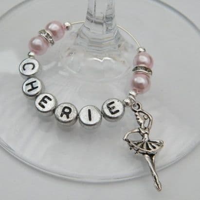 Ballet Dancer Personalised Wine Glass Charm - Elegance Style