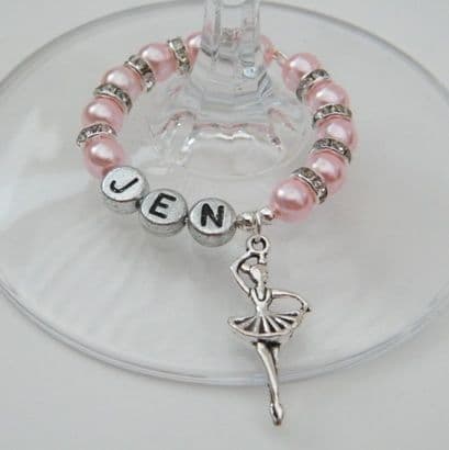 Ballet Dancer Personalised Wine Glass Charm - Full Sparkle Style