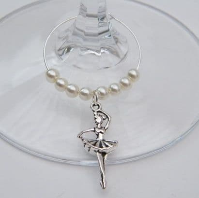 Ballet Dancer Wine Glass Charm - Beaded Style