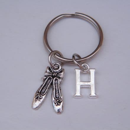Ballet Shoes Keyring - Initial Charm Style