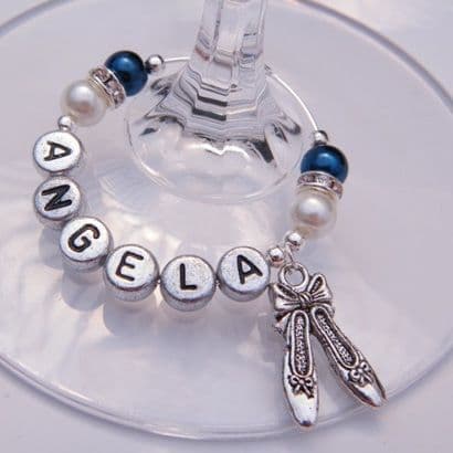 Ballet Shoes Personalised Wine Glass Charm - Elegance Style