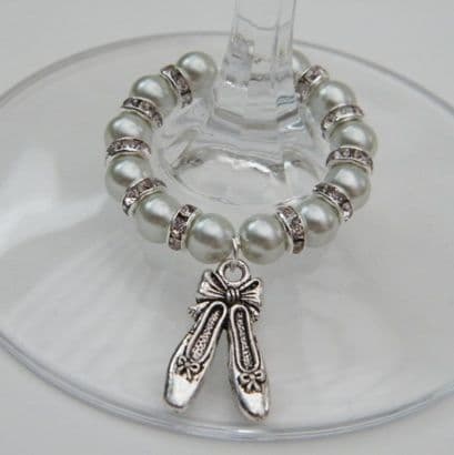 Ballet Shoes Wine Glass Charm - Full Sparkle Style