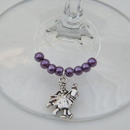 Ballroom Dancing Wine Glass Charm - Beaded Style