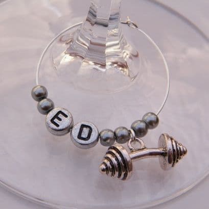 Barbell Weight Personalised Wine Glass Charm