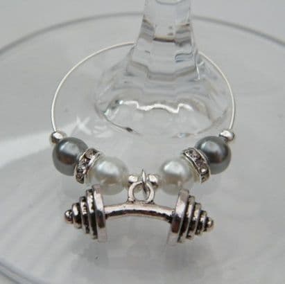 Barbell Weight Wine Glass Charm - Elegance Style