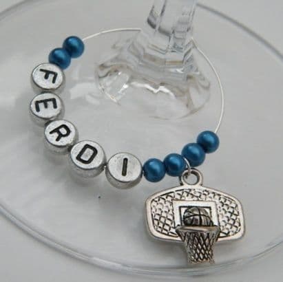 Basketball Personalised Wine Glass Charm