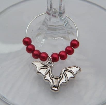 Bat Wine Glass Charm - Beaded Style