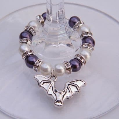 Bat Wine Glass Charm - Full Sparkle Style