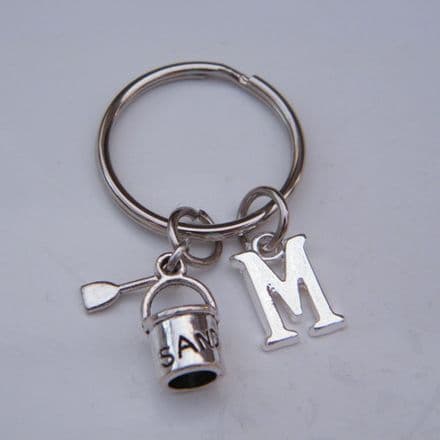 Beach Bucket & Spade Keyring - Initial Charm Style