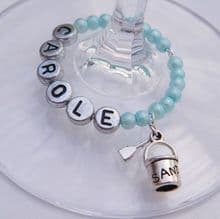 Beach Bucket & Spade Wine Glass Charms
