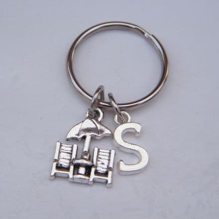 Beach Chairs Keyring - Initial Charm Style