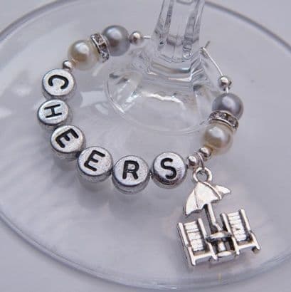 Beach Chairs Personalised Wine Glass Charm - Elegance Style