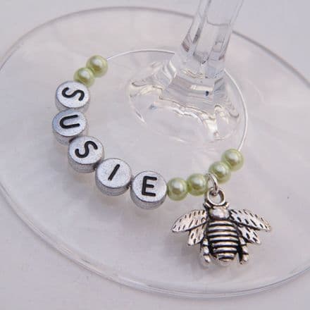 Bee Personalised Wine Glass Charm