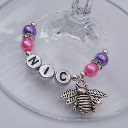 Bee Personalised Wine Glass Charm - Elegance Style
