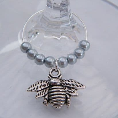 Bee Wine Glass Charm - Beaded Style