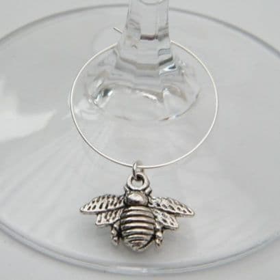 Bee Wine Glass Charm - Hoop Style