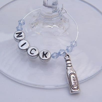Beer Bottle Personalised Wine Glass Charm
