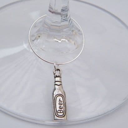 Beer Bottle Wine Glass Charm - Hoop Style