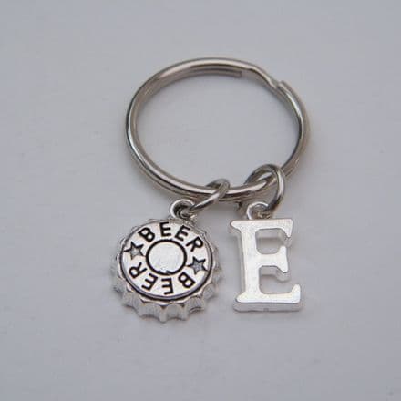 Beer Cap Keyring - Initial Charm Style