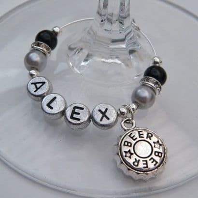 Beer Cap Personalised Wine Glass Charm - Elegance Style