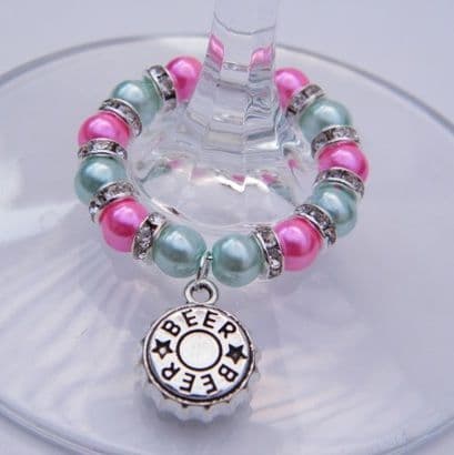 Beer Cap Wine Glass Charm - Full Sparkle Style