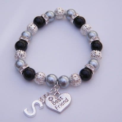 Best Friend Initial Bracelet - Sparkle & Bling Style