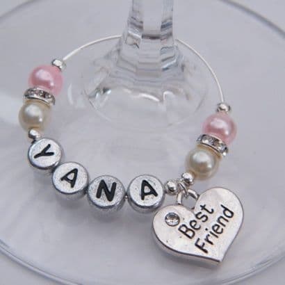 Best Friend Personalised Wine Glass Charm - Elegance Style