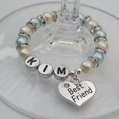Best Friend Personalised Wine Glass Charm - Full Sparkle Style