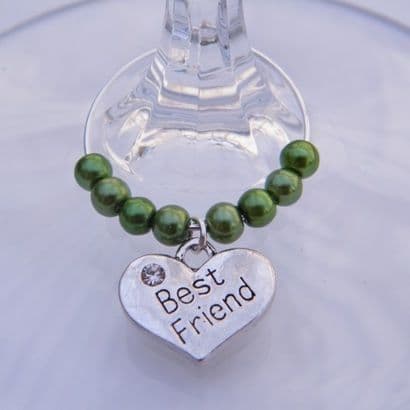 Best Friend Wine Glass Charm - Beaded Style