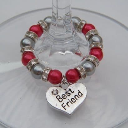 Best Friend Wine Glass Charm - Full Sparkle Style