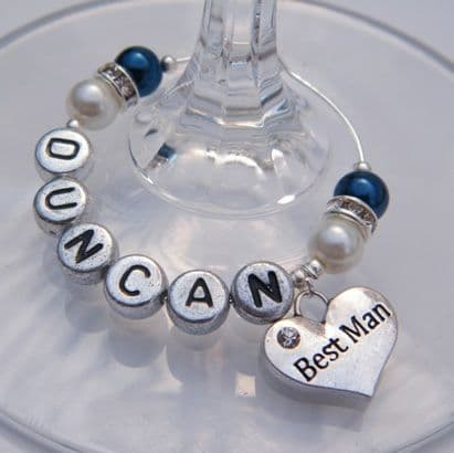 Best Man Personalised Wine Glass Charm - Elegance Style