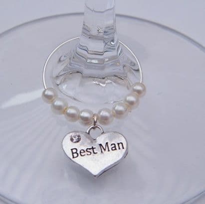 Best Man Wine Glass Charm - Beaded Style