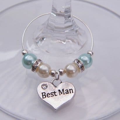 Best Man Wine Glass Charm - Elegance Style