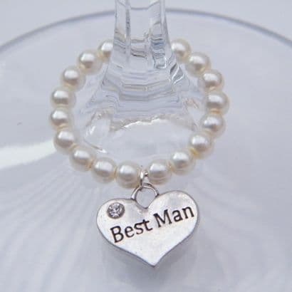 Best Man Wine Glass Charm - Full Bead Style