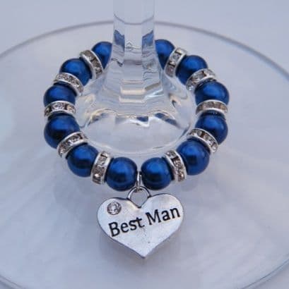 Best Man Wine Glass Charm - Full Sparkle Style