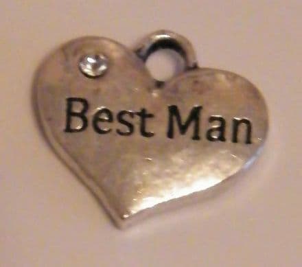 Best Man Wine Glass Charm - Initial Full Sparkle Style