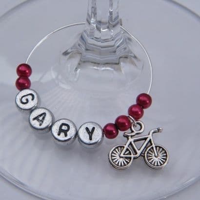 Bicycle Personalised Wine Glass Charm