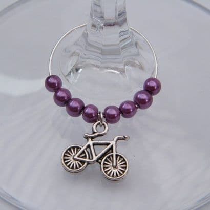 Bicycle Wine Glass Charm - Beaded Style