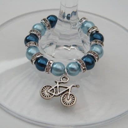 Bicycle Wine Glass Charm - Full Sparkle Style