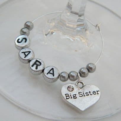 Big Sister Personalised Wine Glass Charm
