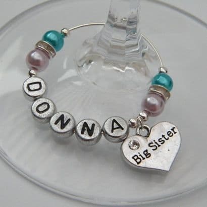 Big Sister Personalised Wine Glass Charm - Elegance Style