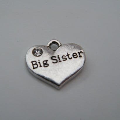 Big Sister Wine Glass Charm - Initial Full Sparkle Style