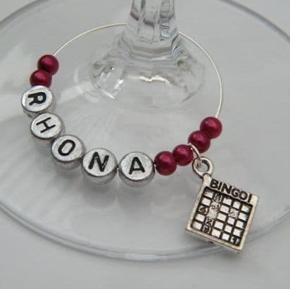 Bingo Personalised Wine Glass Charm
