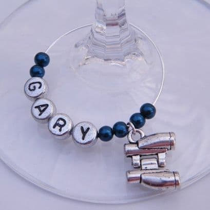 Binoculars Personalised Wine Glass Charm