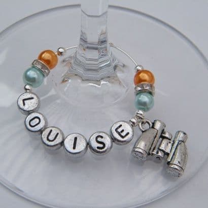 Binoculars Personalised Wine Glass Charm - Elegance Style
