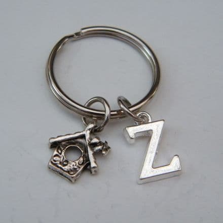 Bird House Keyring - Initial Charm Style