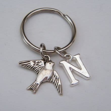 Bird Keyring - Initial Charm Style