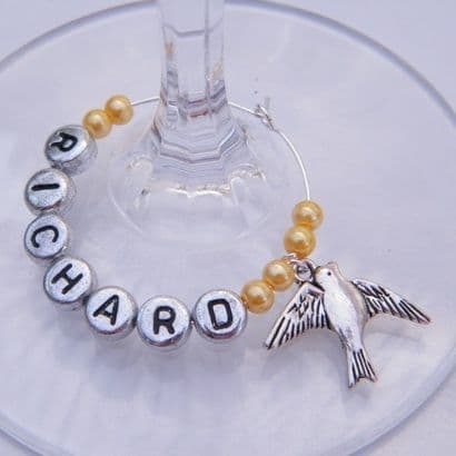 Bird Personalised Wine Glass Charm