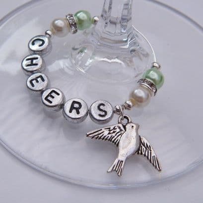 Bird Personalised Wine Glass Charm - Elegance Style