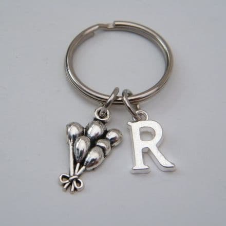Birthday Balloons Keyring - Initial Charm Style